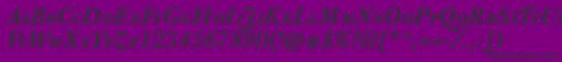 Czcionka JbaskervilletcapsBolditalic – czarne czcionki na fioletowym tle