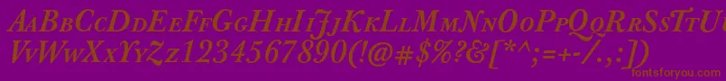 JbaskervilletcapsBolditalic-Schriftart – Braune Schriften auf violettem Hintergrund