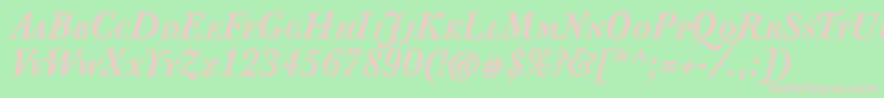 JbaskervilletcapsBolditalic Font – Pink Fonts on Green Background