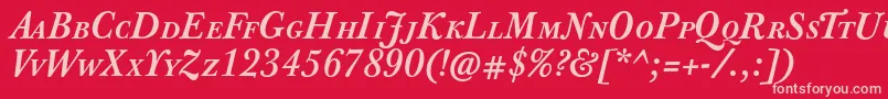 フォントJbaskervilletcapsBolditalic – 赤い背景にピンクのフォント