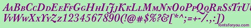 JbaskervilletcapsBolditalic Font – Purple Fonts on Green Background