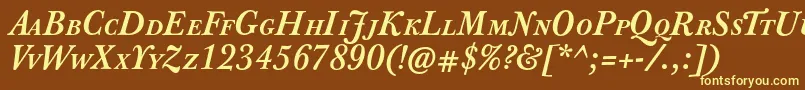 JbaskervilletcapsBolditalic Font – Yellow Fonts on Brown Background