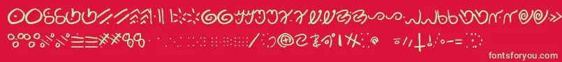 フォントKamis – 赤い背景に緑の文字