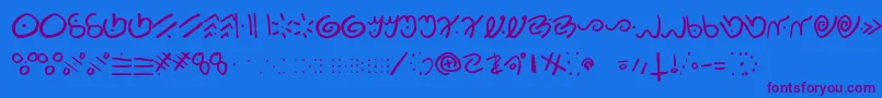 Kamis-Schriftart – Violette Schriften auf blauem Hintergrund