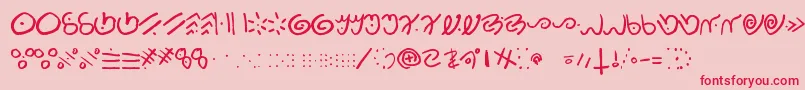 フォントKamis – ピンクの背景に赤い文字