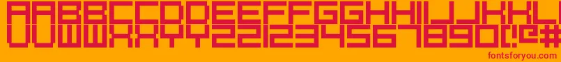 Pixelcaps Font – Red Fonts on Orange Background