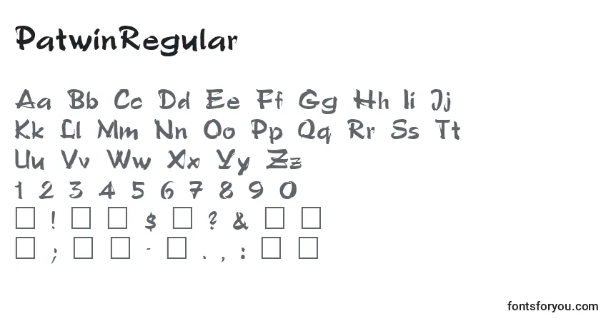 Czcionka PatwinRegular – alfabet, cyfry, specjalne znaki