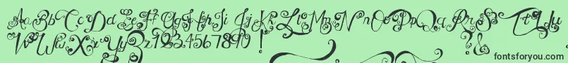 フォントMtfUnderYourSkin – 緑の背景に黒い文字