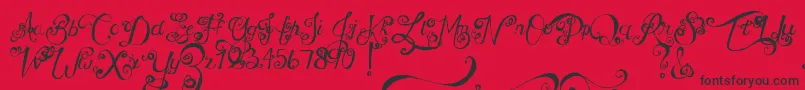 Fonte MtfUnderYourSkin – fontes pretas em um fundo vermelho