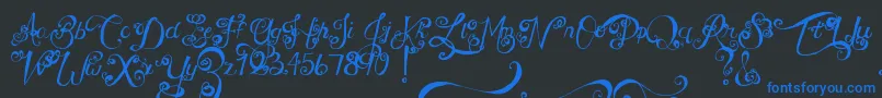 フォントMtfUnderYourSkin – 黒い背景に青い文字