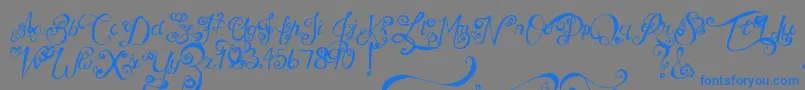 Шрифт MtfUnderYourSkin – синие шрифты на сером фоне