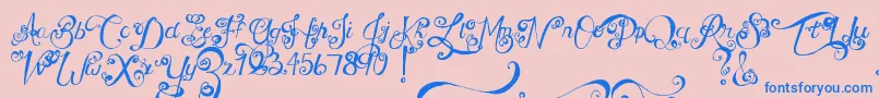 フォントMtfUnderYourSkin – ピンクの背景に青い文字