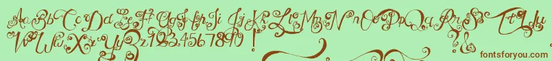 Fonte MtfUnderYourSkin – fontes marrons em um fundo verde