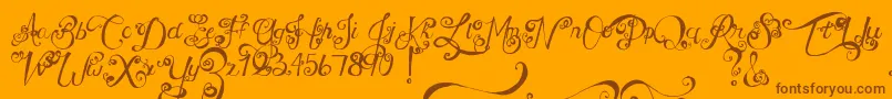 フォントMtfUnderYourSkin – オレンジの背景に茶色のフォント