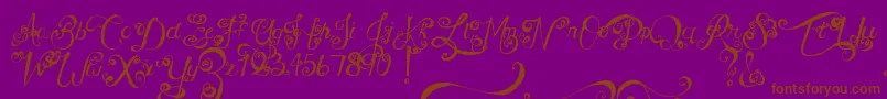 フォントMtfUnderYourSkin – 紫色の背景に茶色のフォント
