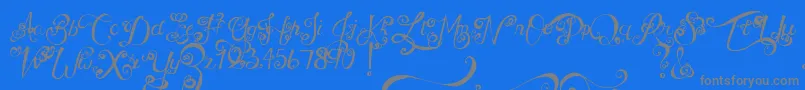 MtfUnderYourSkin-Schriftart – Graue Schriften auf blauem Hintergrund