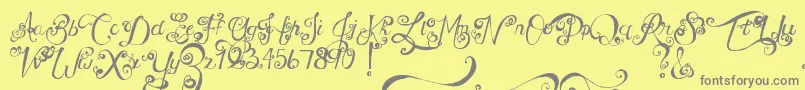 MtfUnderYourSkin-Schriftart – Graue Schriften auf gelbem Hintergrund