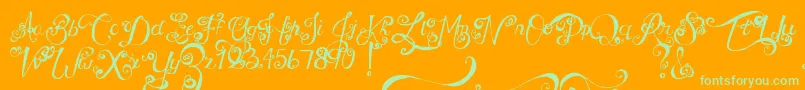 Шрифт MtfUnderYourSkin – зелёные шрифты на оранжевом фоне