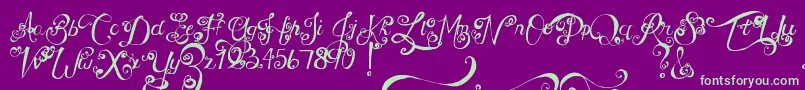 MtfUnderYourSkin-Schriftart – Grüne Schriften auf violettem Hintergrund