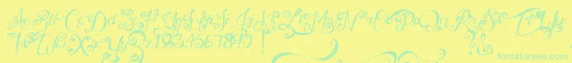 Шрифт MtfUnderYourSkin – зелёные шрифты на жёлтом фоне