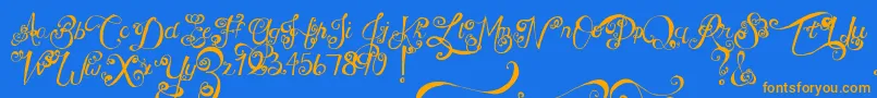 MtfUnderYourSkin Font – Orange Fonts on Blue Background