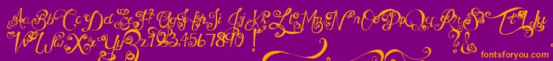 Fonte MtfUnderYourSkin – fontes laranjas em um fundo violeta