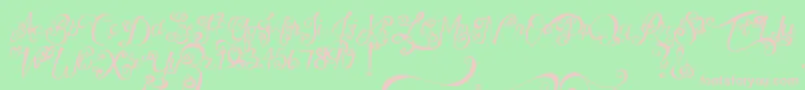 MtfUnderYourSkin-fontti – vaaleanpunaiset fontit vihreällä taustalla