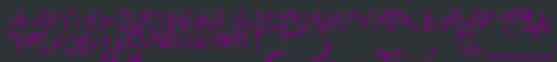 フォントMtfUnderYourSkin – 黒い背景に紫のフォント
