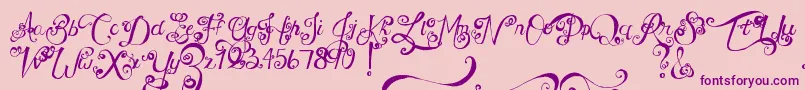 MtfUnderYourSkin-fontti – violetit fontit vaaleanpunaisella taustalla