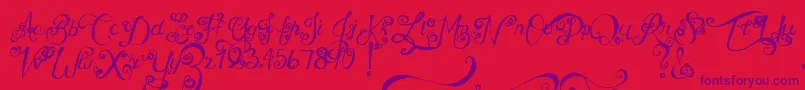 Czcionka MtfUnderYourSkin – fioletowe czcionki na czerwonym tle