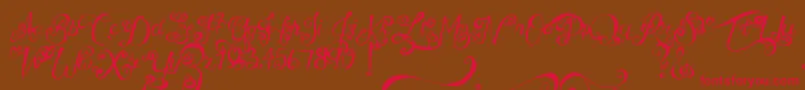 MtfUnderYourSkin Font – Red Fonts on Brown Background