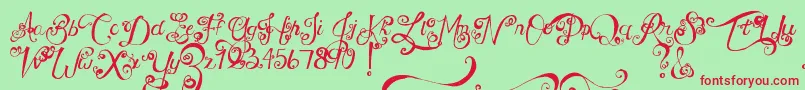 MtfUnderYourSkin-Schriftart – Rote Schriften auf grünem Hintergrund