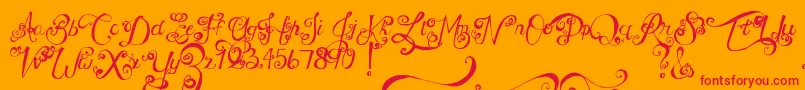 MtfUnderYourSkin Font – Red Fonts on Orange Background