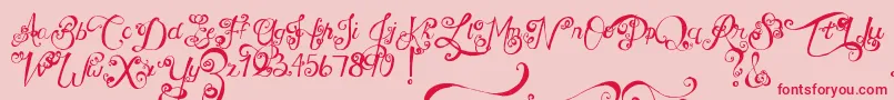 MtfUnderYourSkin-Schriftart – Rote Schriften auf rosa Hintergrund