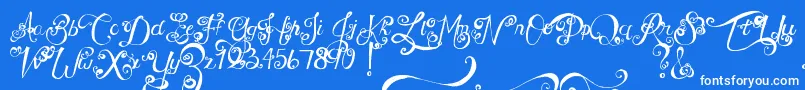 Шрифт MtfUnderYourSkin – белые шрифты на синем фоне