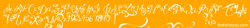 MtfUnderYourSkin-Schriftart – Weiße Schriften auf orangefarbenem Hintergrund