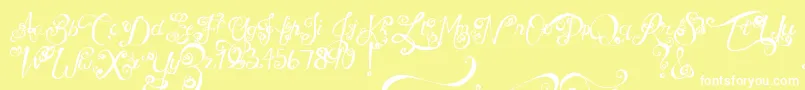 フォントMtfUnderYourSkin – 黄色い背景に白い文字