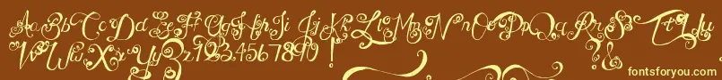 Шрифт MtfUnderYourSkin – жёлтые шрифты на коричневом фоне