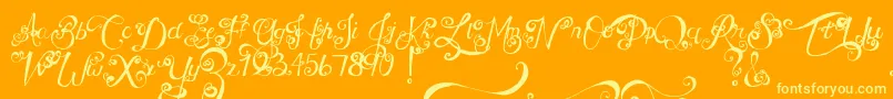 Шрифт MtfUnderYourSkin – жёлтые шрифты на оранжевом фоне