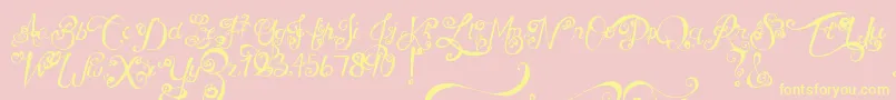Шрифт MtfUnderYourSkin – жёлтые шрифты на розовом фоне