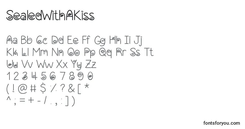 A fonte SealedWithAKiss – alfabeto, números, caracteres especiais