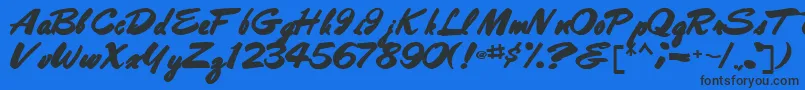 Bestshottext56Bold-Schriftart – Schwarze Schriften auf blauem Hintergrund