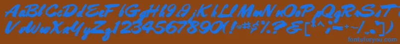 Шрифт Bestshottext56Bold – синие шрифты на коричневом фоне