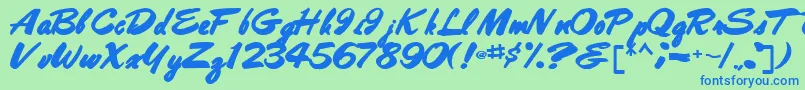 Шрифт Bestshottext56Bold – синие шрифты на зелёном фоне