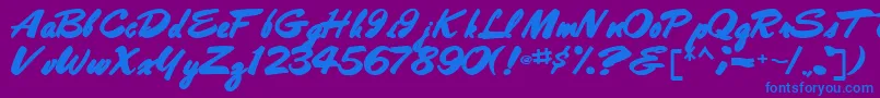 Czcionka Bestshottext56Bold – niebieskie czcionki na fioletowym tle