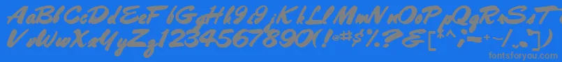 Bestshottext56Bold-fontti – harmaat kirjasimet sinisellä taustalla