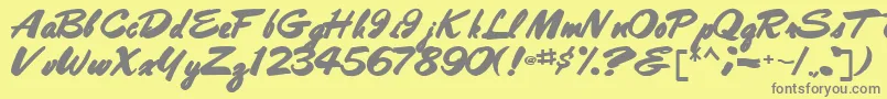 Bestshottext56Bold-Schriftart – Graue Schriften auf gelbem Hintergrund
