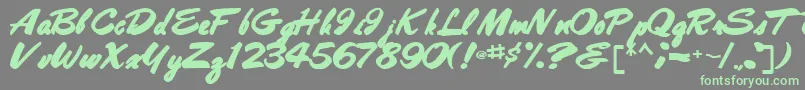 フォントBestshottext56Bold – 灰色の背景に緑のフォント