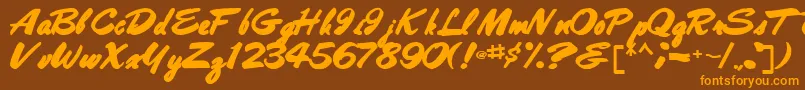 Bestshottext56Bold Font – Orange Fonts on Brown Background