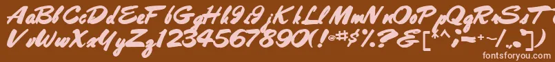Bestshottext56Bold-fontti – vaaleanpunaiset fontit ruskealla taustalla